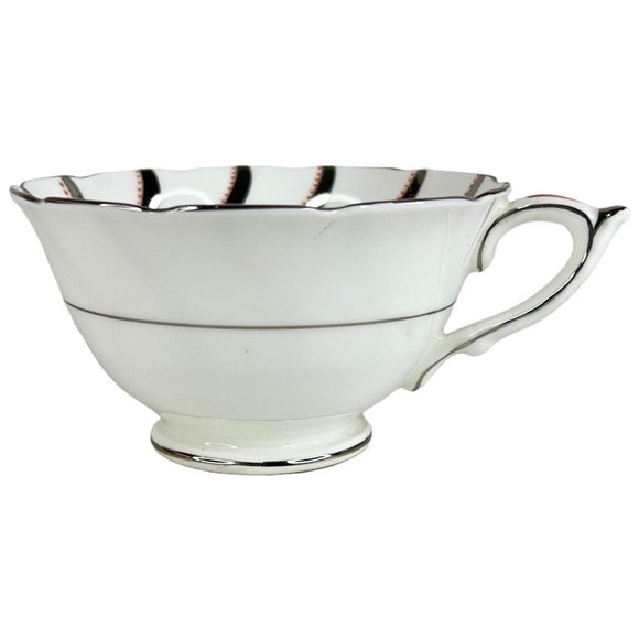 Paragon TeaCup And Saucer Stripe Orange Silver Floral By Appt Double Warrant VTG - Picture 10 of 16